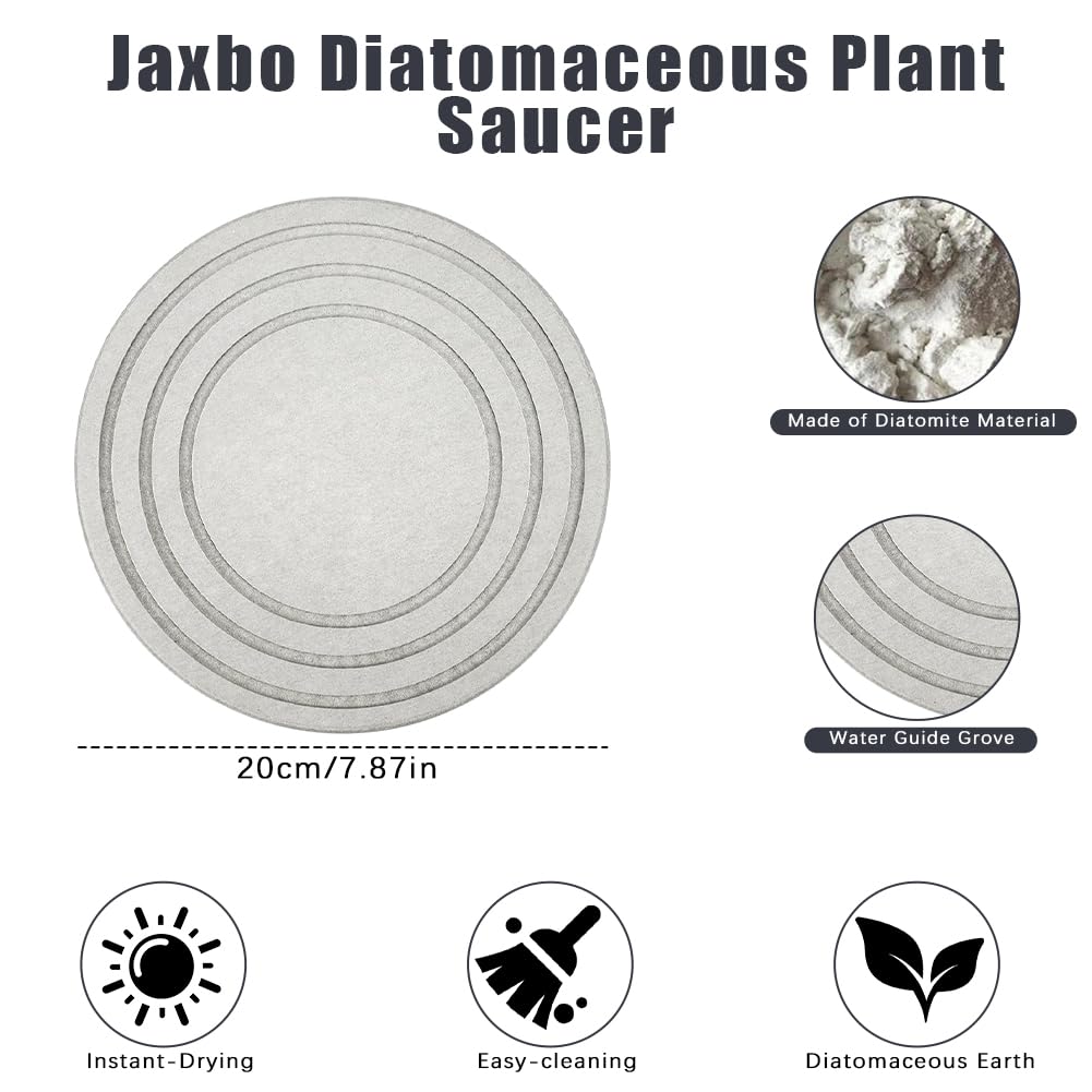 2PCS 8Inch Diatomaceous Earth Plant Trays, Jaxbo Plant Water Absorbent Trays, Plant Trays for Pots, Stone Quick Drying Tray Plant Plates to Catch Water Indoor Plants and Absorbent