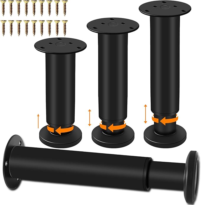 4 Pcs Adjustable Height Furniture Support Legs 10-17 inch, Metal Adjustable
