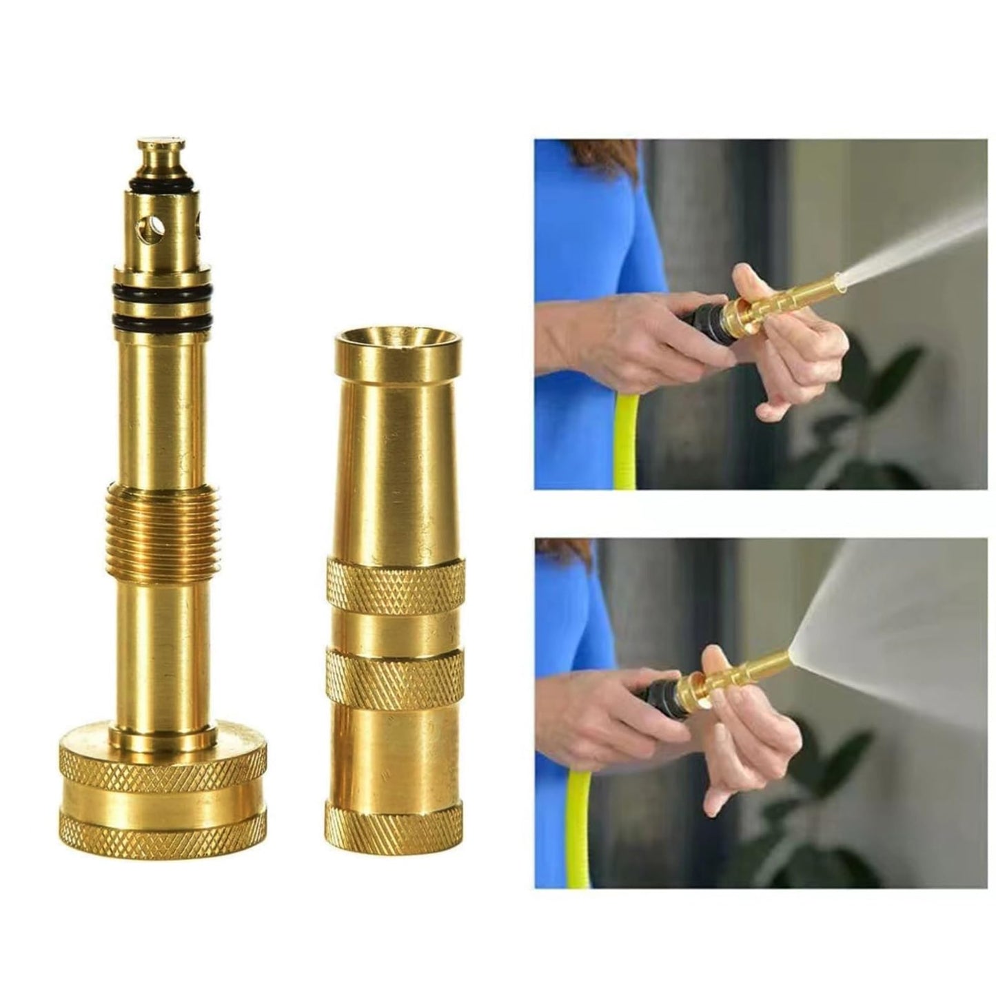 VNEIRSHAH High-Pressure Brass Adjustable Twist Nozzle, Garden Hose Heavy Duty Nozzle Sprayer for Car Washing, Cleaning,Patio, Lawn,2-Pack ﻿