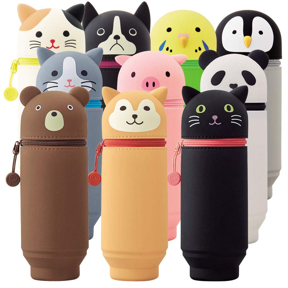 LIHITLAB Kawaii Japanese Bear Large Stand Up Pencil Case For School Office College, Cute School Supplies, Animal Pen Holder Pencil Pouch Holder Girls, Artist Pencil Case, Bear (A7714-1)
