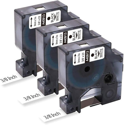 FreshWorld 3-Pack Replace for DYMO D1 3/8 inch label tape 41913 (40913) S0720680 1761554 Dymo d1 9mm Ink Refill Black on White, Compatible with COLORPOP Dymo LabelManager 160 210D 280 360D Label Maker
