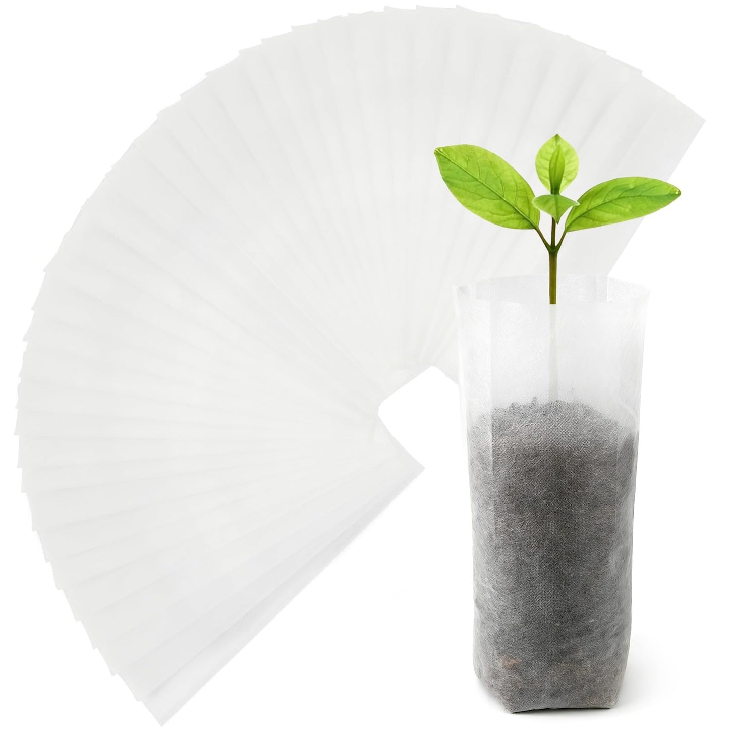 Augshy 100 Pcs Nursery Growing Bags, 7.5x11.6 inch Breathable Non-Woven Plants Grow Fabric Plant Grow Bags for Vegetable Seed Starter Home or Outdoor Garden Supply