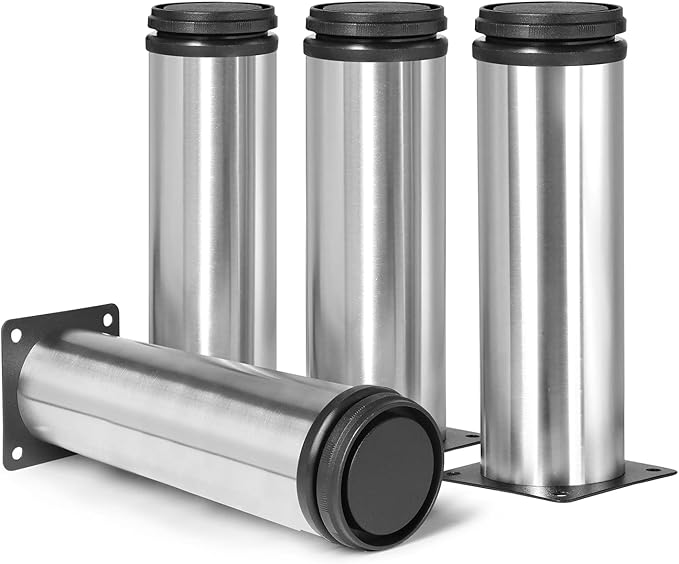 7 Inch Metal Furniture Legs Stainless Steel Adjustable Legs Silver Metal Legs
