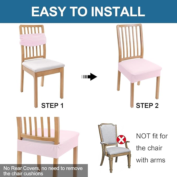 Smiry Waterproof Seat Covers for Dining Room Chairs Set of 4, Stretch Jacquard