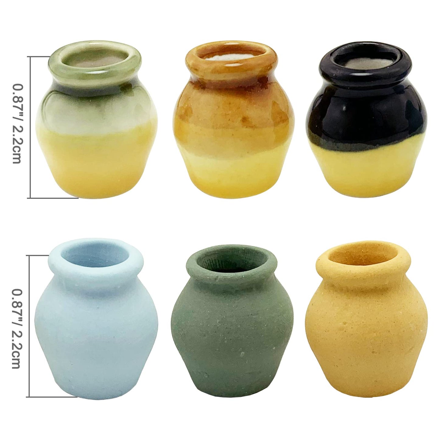 Miniature Terracotta Pots, 6 Pieces Mini Ceramic Clay Flower Pots Pottery Planter for DIY 1:12 Dollhouse Fairy Garden Flower Plants Bonsai Micro Landscape Decoration