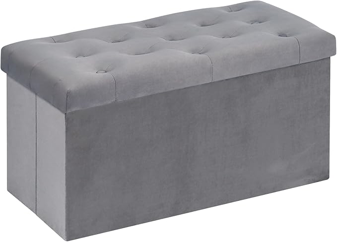 B FSOBEIIALEO Folding Storage Ottoman, Long Ottomans Shoes Bench, Velvet