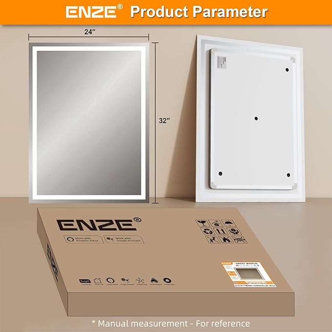 ENZE 24" x 32" Smart LED Bathroom Mirror