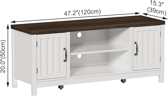ChooChoo Farmhouse TV Stand, Wood Fluted Door Entertainment Center