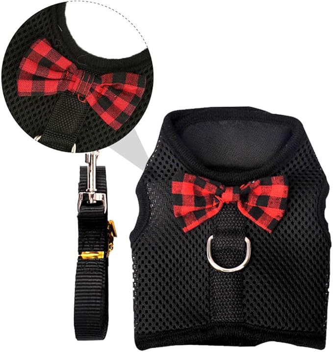 Toddmomy Small Pet Mesh Vest Harness for Rabbits Guinea Pigs Squirrels, Breathable Dog Chest Strap, Black Medium (Chest 30-34cm), No-Pull Pet Harness for Walking and Training