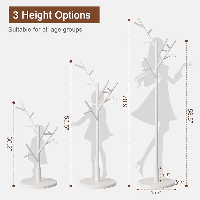 Muwuele Coat Rack, Solid Wood Coat Rack Freestanding