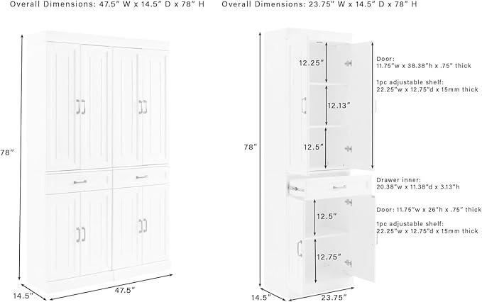 Crosley Furniture Stanton 2-Piece Pantry Storage Cabinet Set