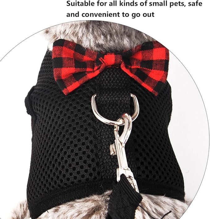 LALAFINA Small Animal Pet Harness Vest Mesh Chest Strap Adjustable Breathable Black S (20-23cm) for Rabbits Guinea Pigs Squirrels Travel and Daily Use