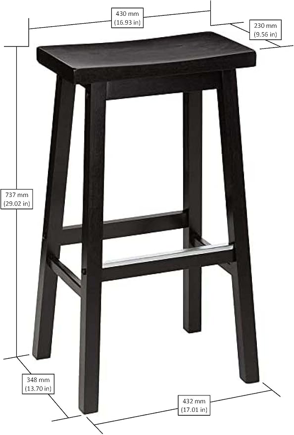 Amazon Basics Solid Wood Saddle-Seat Counter Height Bar Stools