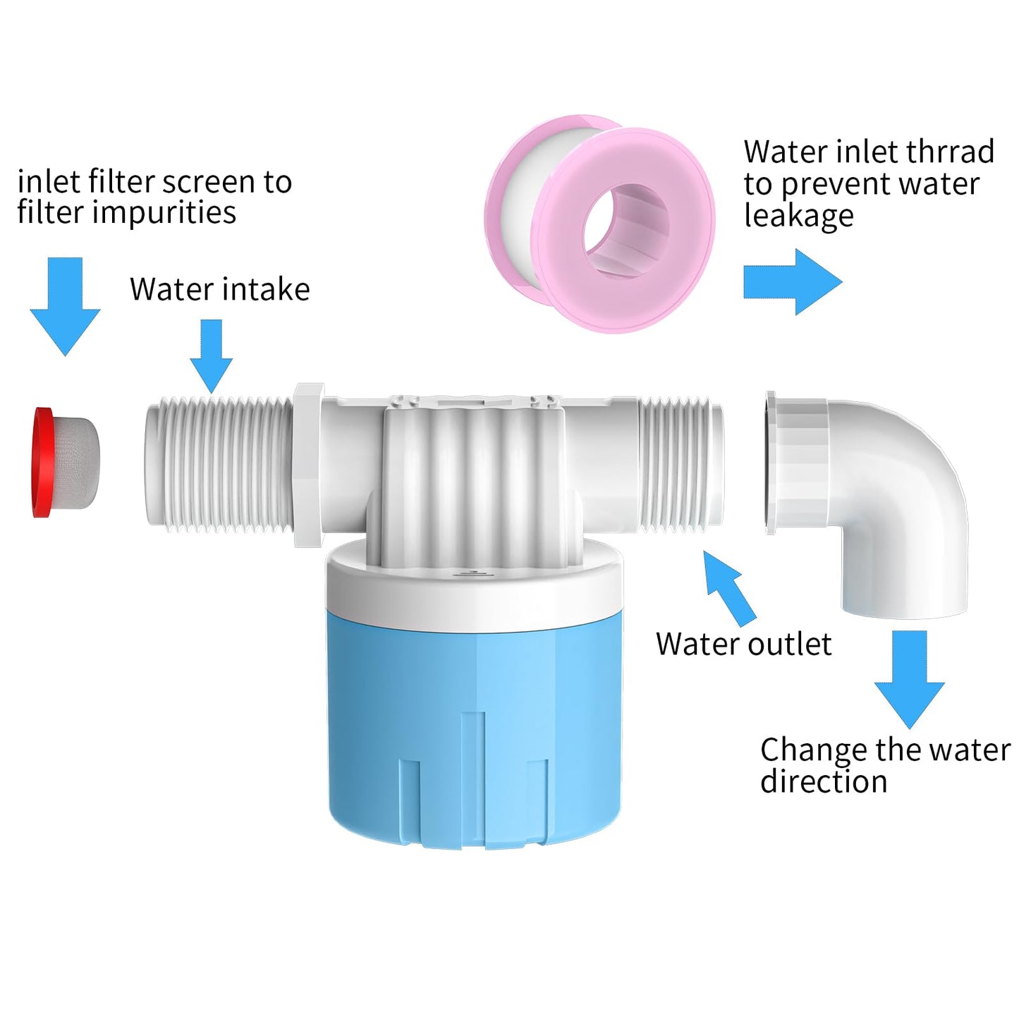 "1/2" Automatic Water Level Control Valve | Water Float Valve for Water Tanks | Water trough float valve | Automatic Filling | Automatic Shut Off | Perfect Upgrade for Water Tanks" (2-Pack)