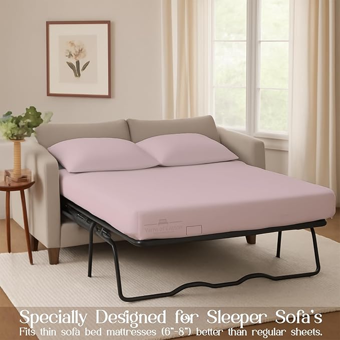 Sleeper Sofa Bed Sheet, 100% Cotton 400 Thread Count, 4 Piece Set, Deep Pocket