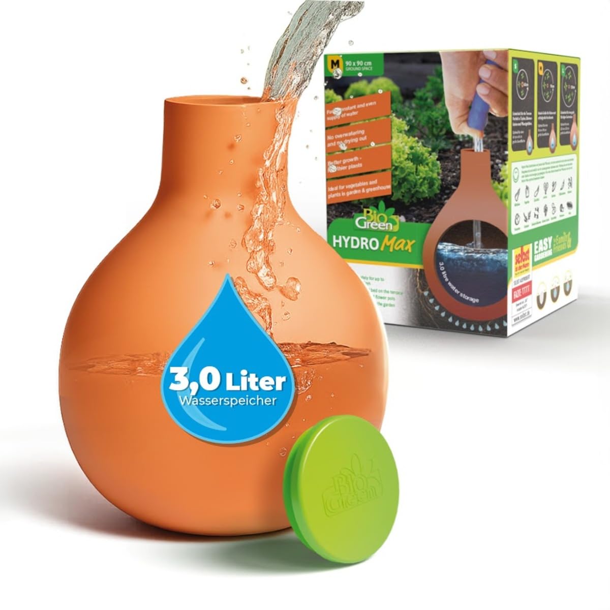 BioGreen Plant Self-Watering System Hydro MAX M | 0.8 gal | Irrigation Ø 35.4 in | Olla Made of Fired Clay | Environmentally Friendly | Terracotta Water Saver for Gardens, Vegetables & Raised Beds