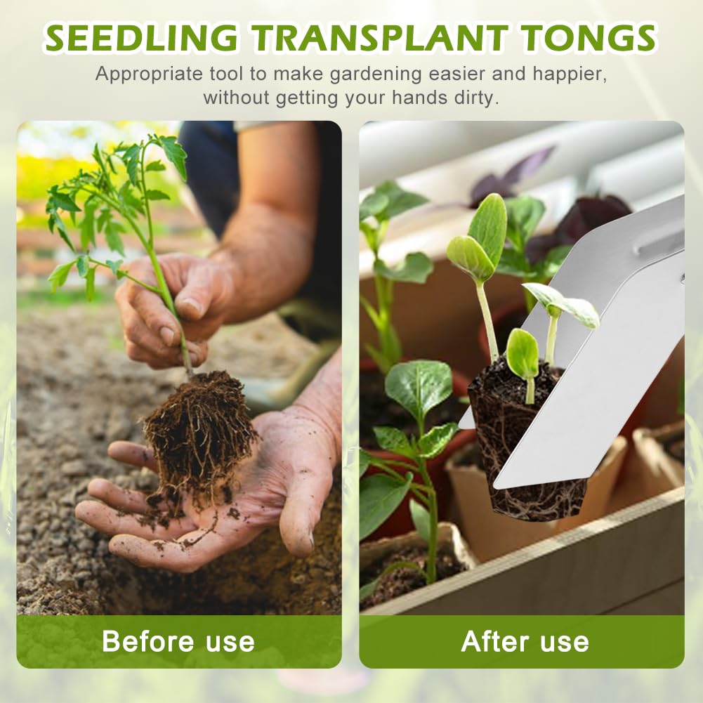 2Pcs Seedling Transplant Tongs,6.7 Inch Stainless Steel Gardening Plants Tongs,Gardening Planting Tool for Seedling Transplantation,Seedling Remove Transplant Pliers