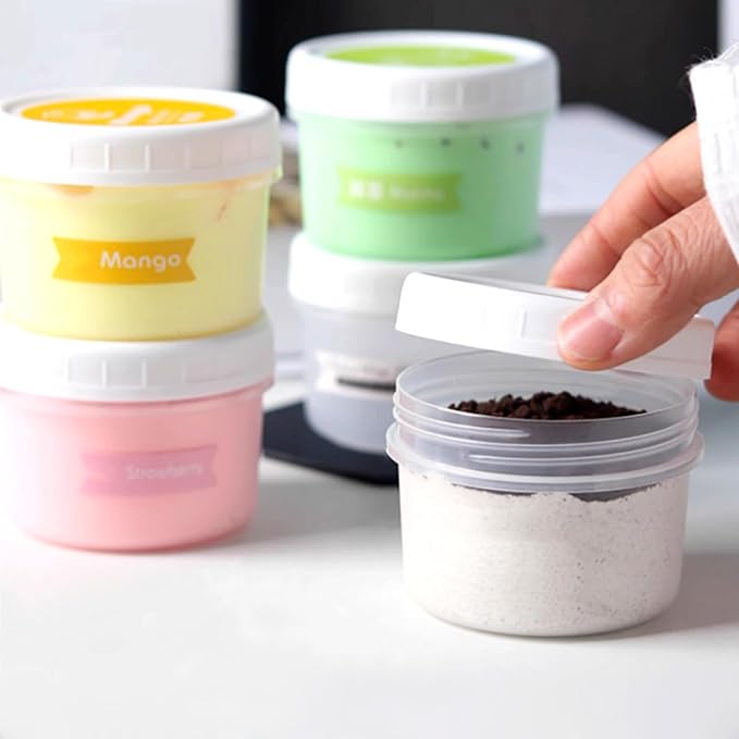 TUZAZO 12 Pack - 5 Oz Food Storage Containers with Screw Lids, Airtight Plastic Small Freezer Storage Container for Ice Cream, Overnight Oats, Snack, Soup, Portion and Meal Prep Container