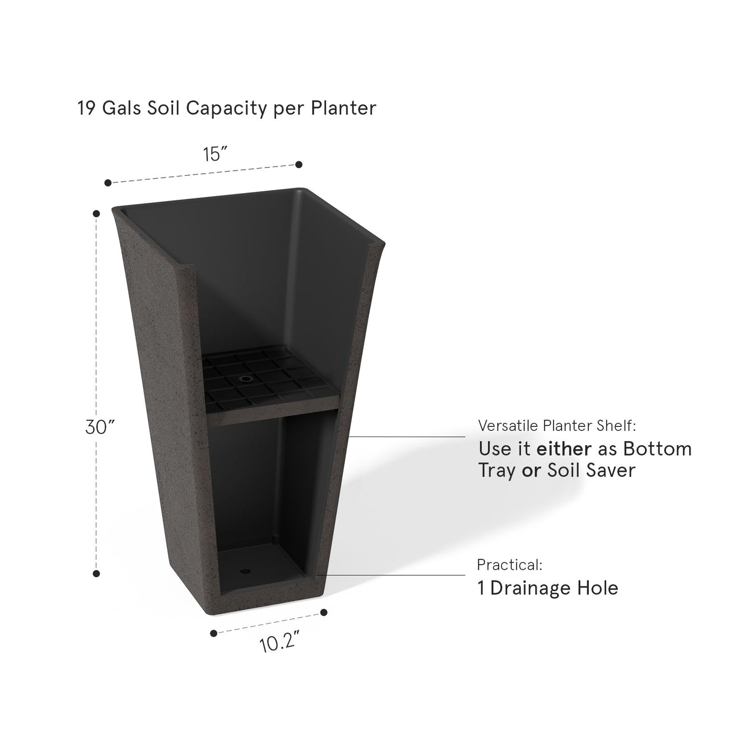 LA JOLIE MUSE 30 inch Tall Planters Set of 2, Indoor/Outdoor Rectangular Large V Shaped Taper Planters for Front Door
