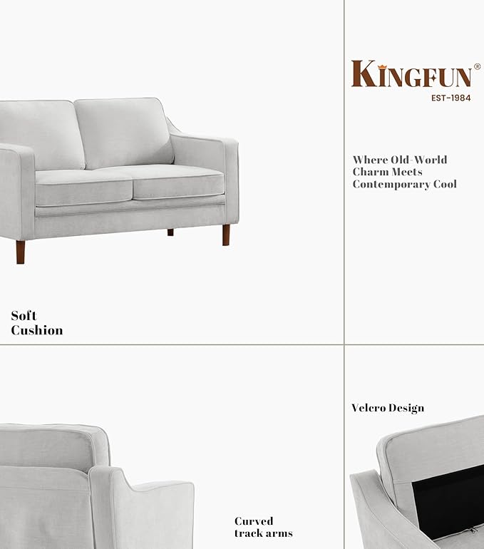Kingfun 56" Chenille Sofa, Loveseat Couch, Mid Century Modern Love Seat Couches