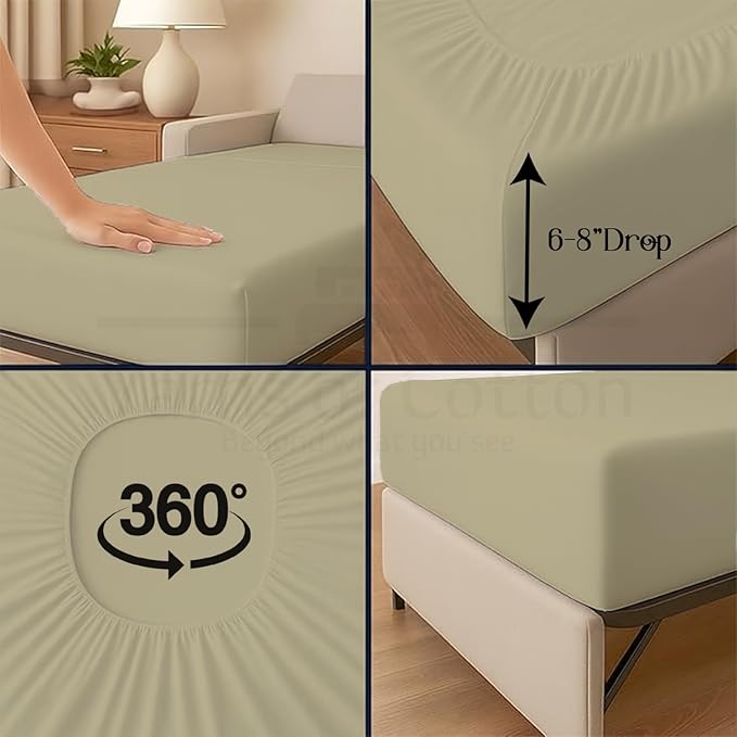 Sleeper Sofa Bed Sheet, 100% Cotton 400 Thread Count, 4 Piece Set, Deep Pocket