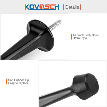 2 Pack Solid Rigid Door Stops - Heavy Duty Door Stoppers Wall Protector with Soft Rubber Tips, Black
