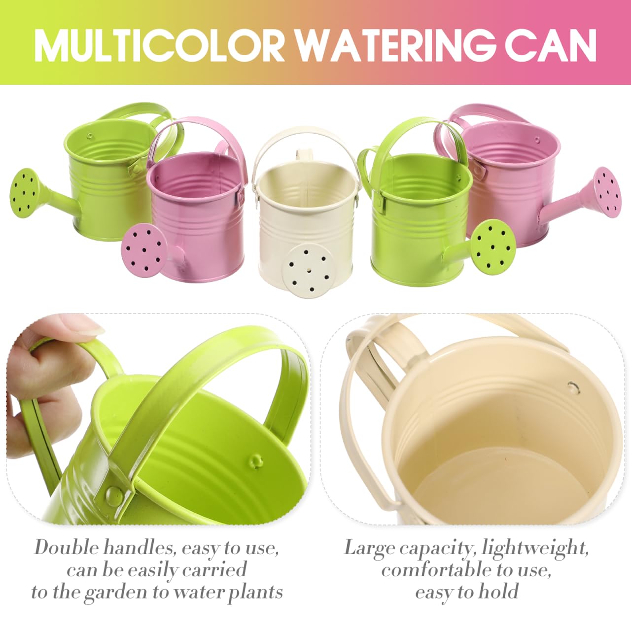 5PCS Mini Watering Cans Kids Metal Watering Can for Indoor Plants, Small Water Can Toddler Gardening Tool Beach Play, Multifunctional Cute Metal Jug for Craft, Home Decor Flower Bucket