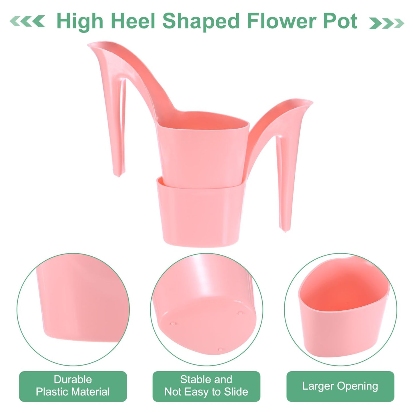 M METERXITY 2-Pack High Heel Shaped Flower Pot, 8.5 Inch High Heel Shaped Home Decor Shoe Vase, Lady Shoe Shape Garden Creative Craft for Indoor/Outdoor Planter [Pink]