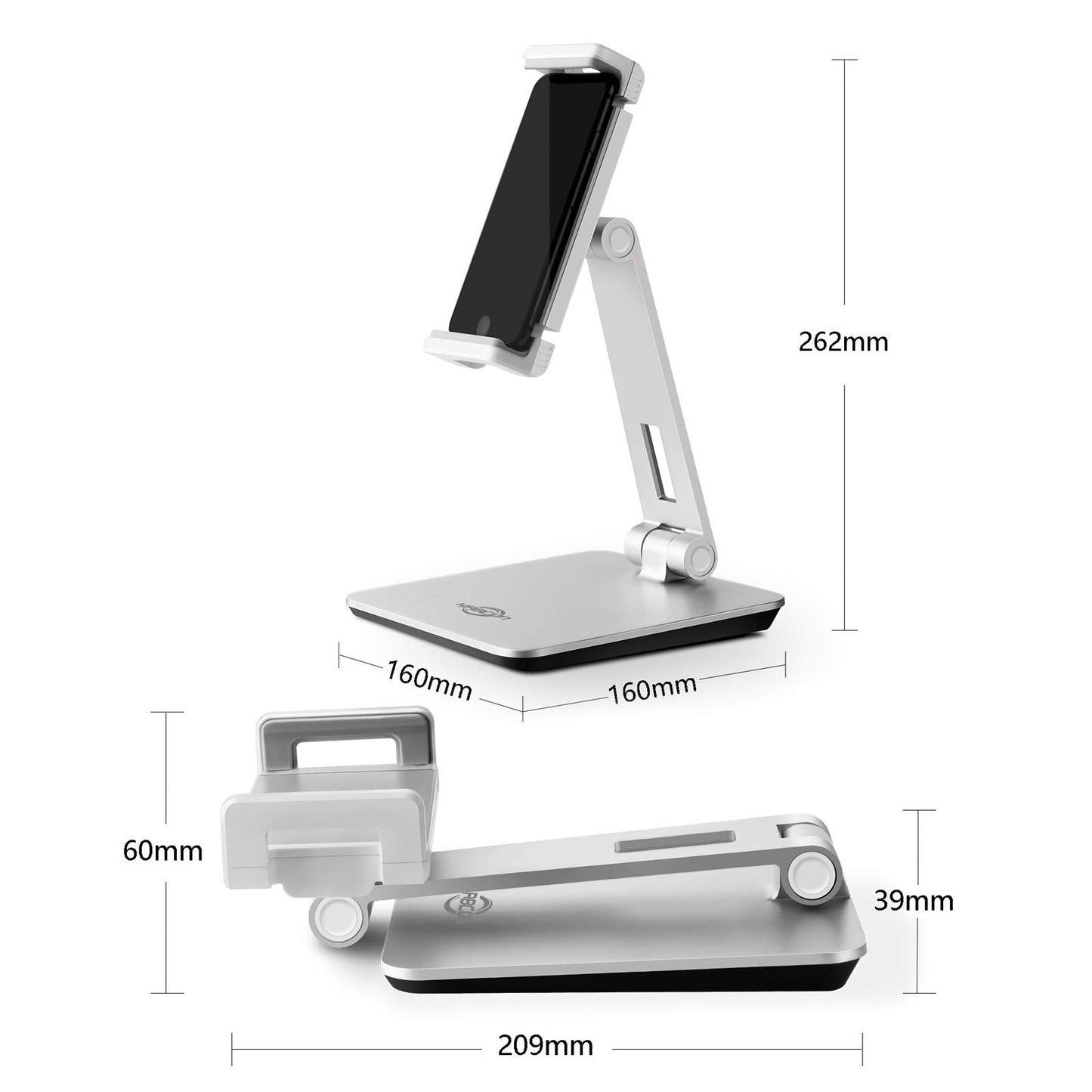KABCON Tablet Stand Holder, Tightness Adjustable Multi-Angle Foldable Eye-Level Aluminum Solid Tablets Stands Dock for 4''-14''Tablets/Phone, iPad Series,Samsung Galaxy Tabs,Kindle Fire,Etc.