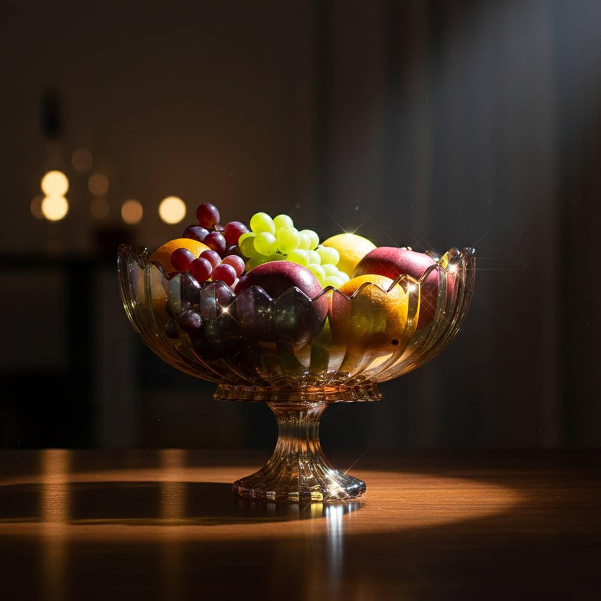 AMOLINCO Crystal Glass Oval Pedestal Fruit Bowl, Footed Decorative Bowl for Table Centerpiece, Kitchen Counter Dining Room Tables Decor Centerpiece
