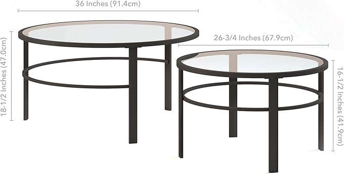 Henn&Hart Round Nested Coffee Table in Blackened Bronze, Coffee Table coffee