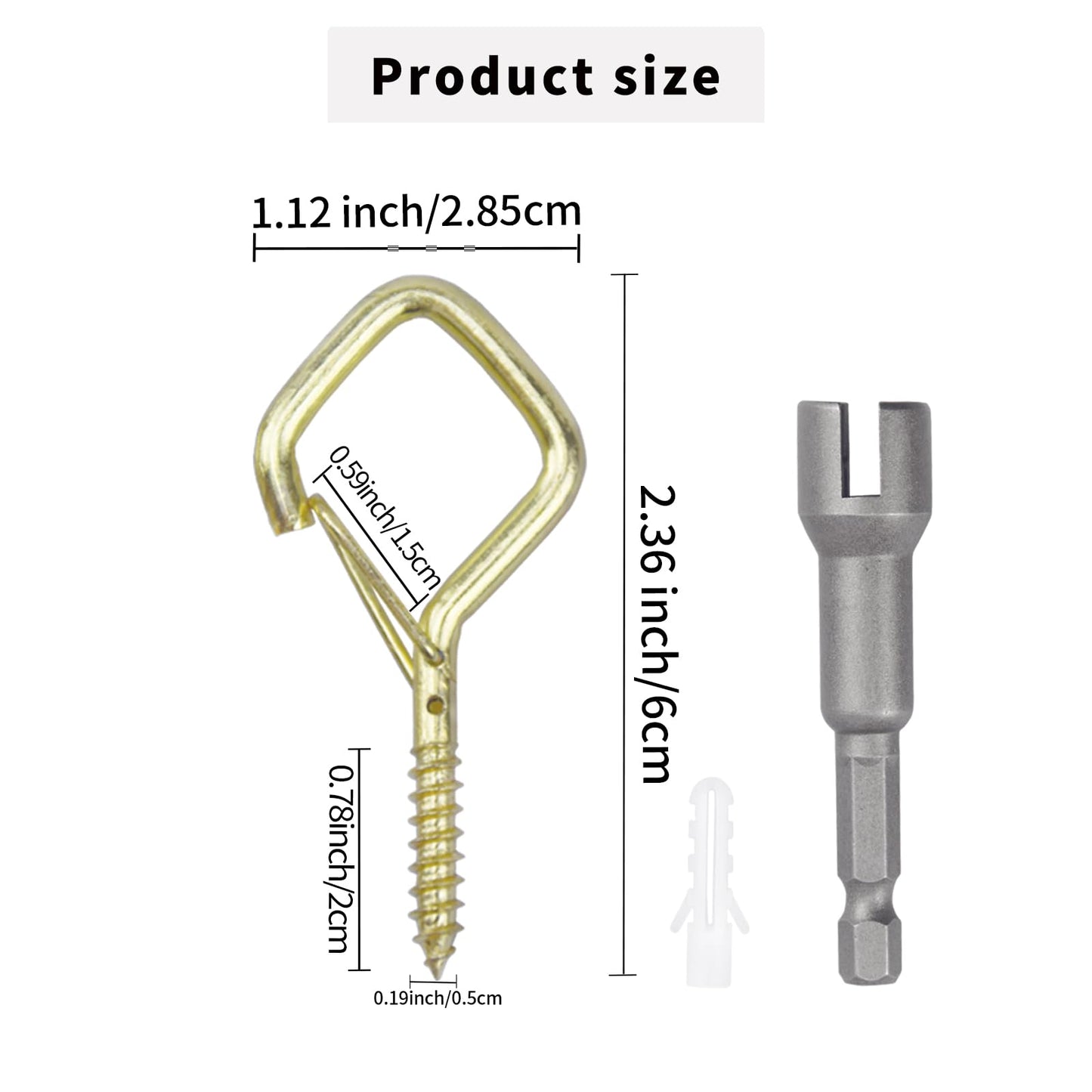Sexoeie 35PCS Eye Screw Hooks for Hanging Heavy Duty with Safety Buckle.Metal Ceiling Hooks for Hanging Plants,Cup,Wind Chime,Bird Feeders,String Lights at Indoor&Outdoor,2.36 Inches Gold