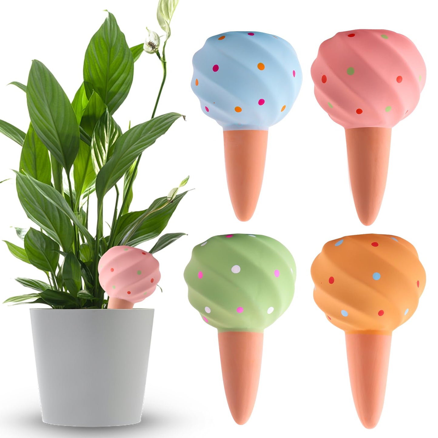 Kalolary 4PCS Plant Watering Globes Self Watering Stakes Terracotta Drip Water Stakes﻿ Irrigation Watering Bulbs for Pot, Indoor, Outdoor, Vacation (Conch)