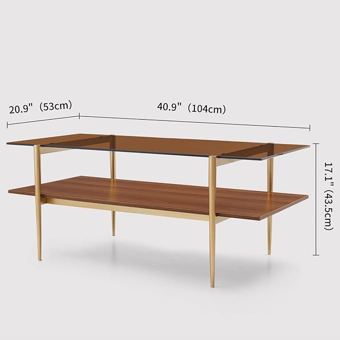 LumFurn Rectangle Coffee Table, Mid-Century Modern Design, L41 W21 x H17