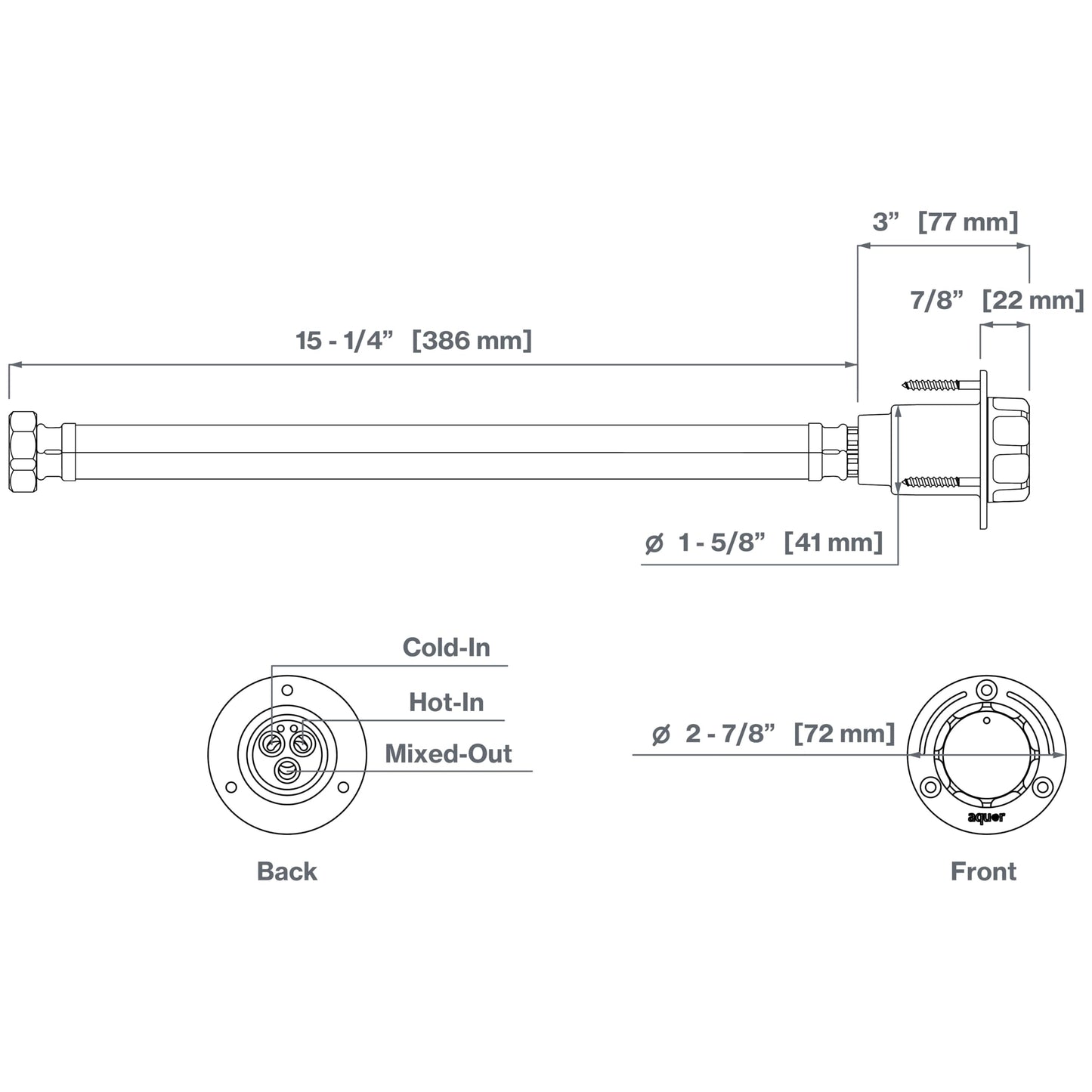 Aquor Utility Mixing Valve, Compact G1/2 inch Thermostatic Mixing Valve with Hot/Cold Temperature Control, Hydrant Pairing for Boat, Marine, and RV Outdoor Shower, Stainless Steel