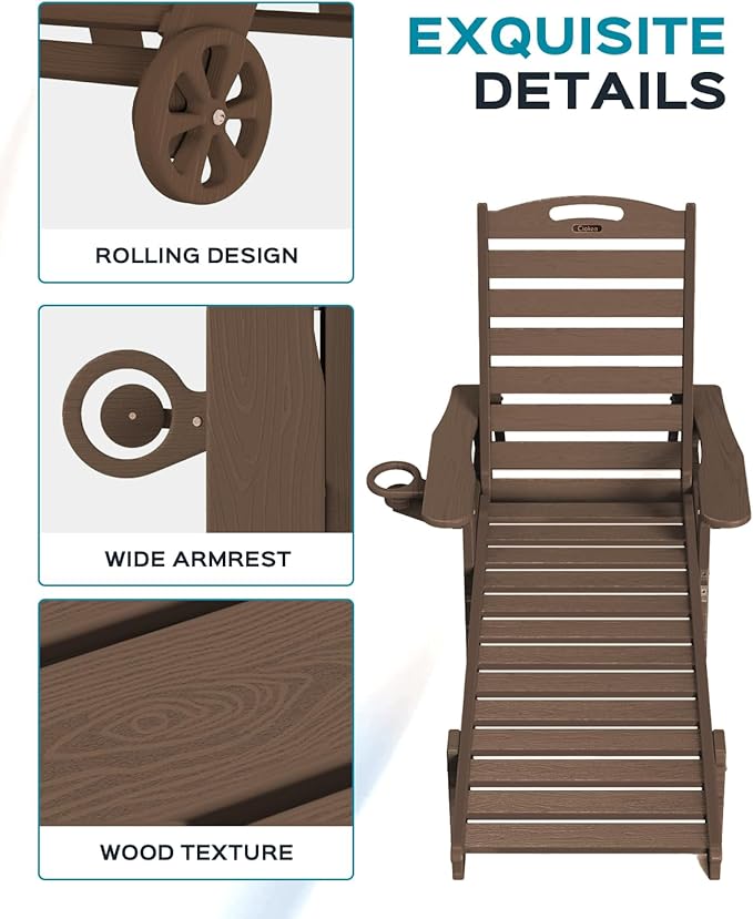Ciokea Outdoor Chaise Lounge Chair Set of 2, Patio Lounge Chairs