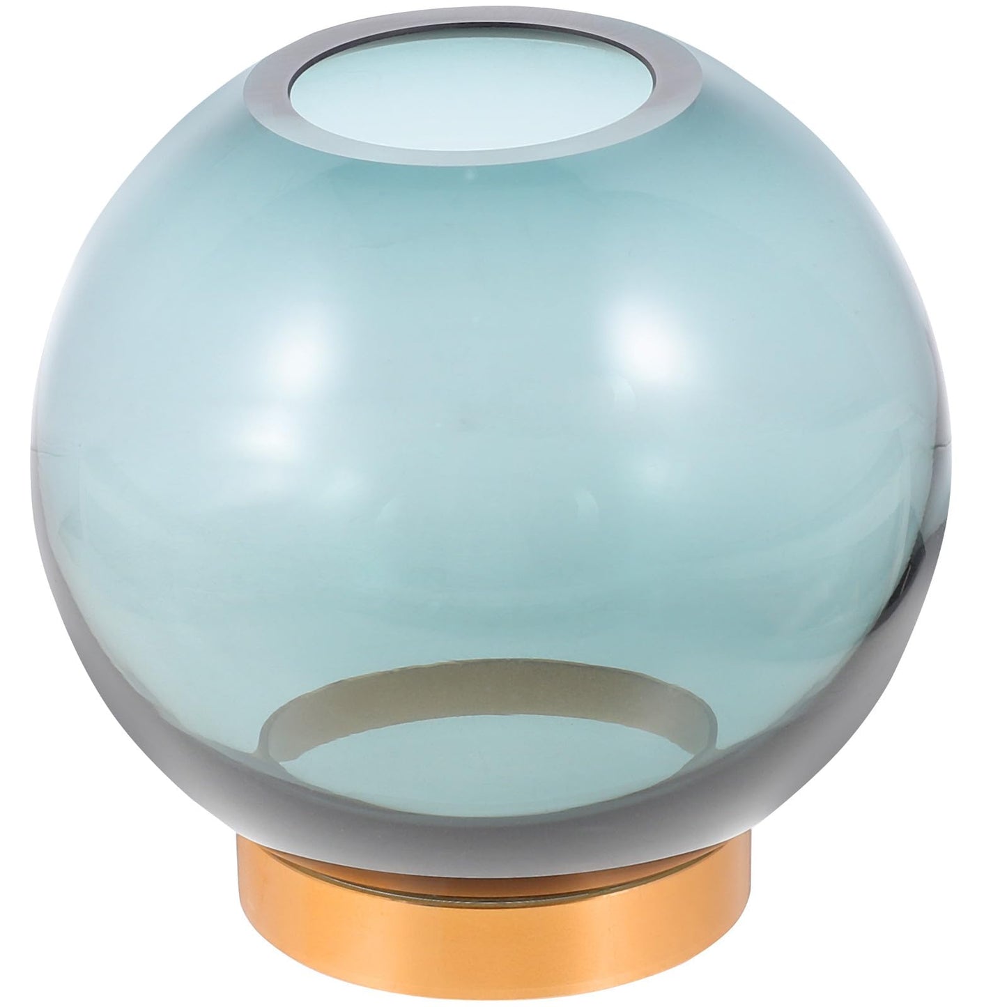 Cabilock Glass Hydroponic Vase with Copper Stand, Small Round Floral Arrangement Terrarium for Indoor Plant Decor and Hydroponic Flowers Display