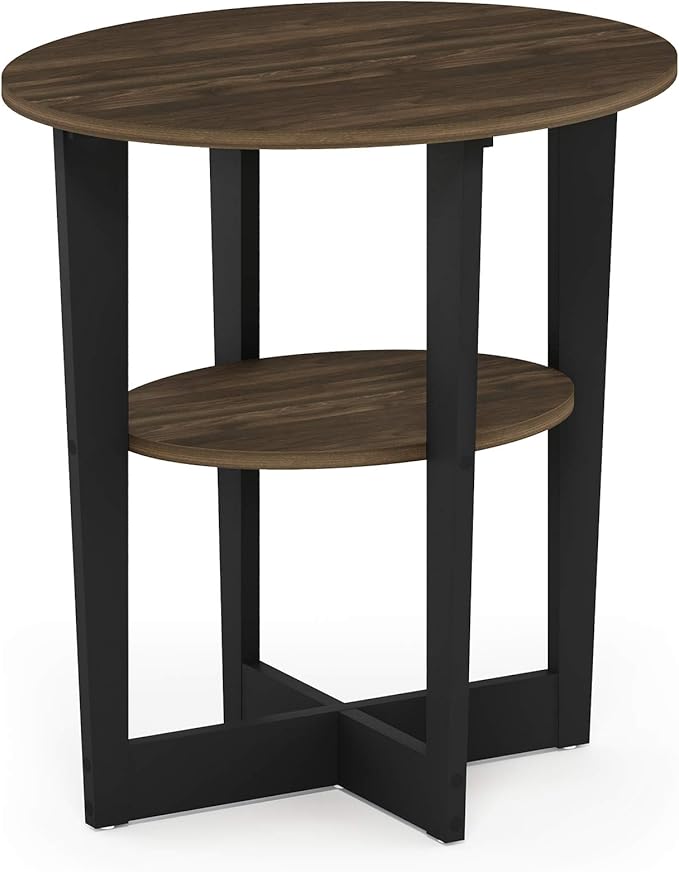 Furinno JAYA Side Table, 2-Tier Round Modern End Table