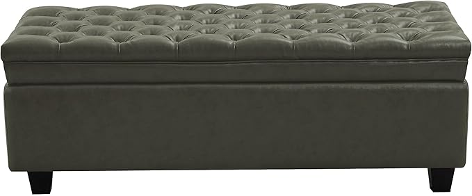 WUTUTUEE 50" Faux Leather Storage Ottoman Bench, End of Bed Upholstered