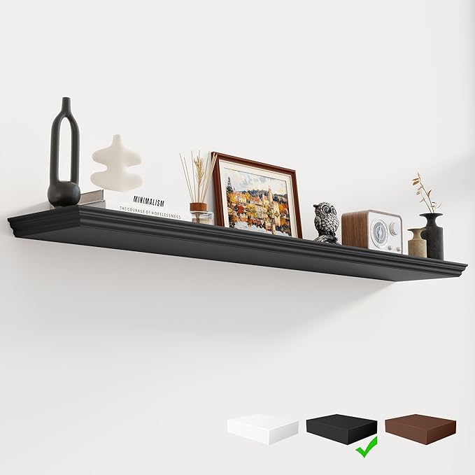 Fun Memories Floating Shelves 55 Inch Long, 9.3 Inch Deep Classic Crown Molding