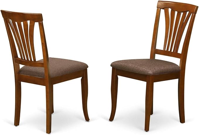 East West Furniture Avon 36" Linen Dining Chairs in Saddle Brown