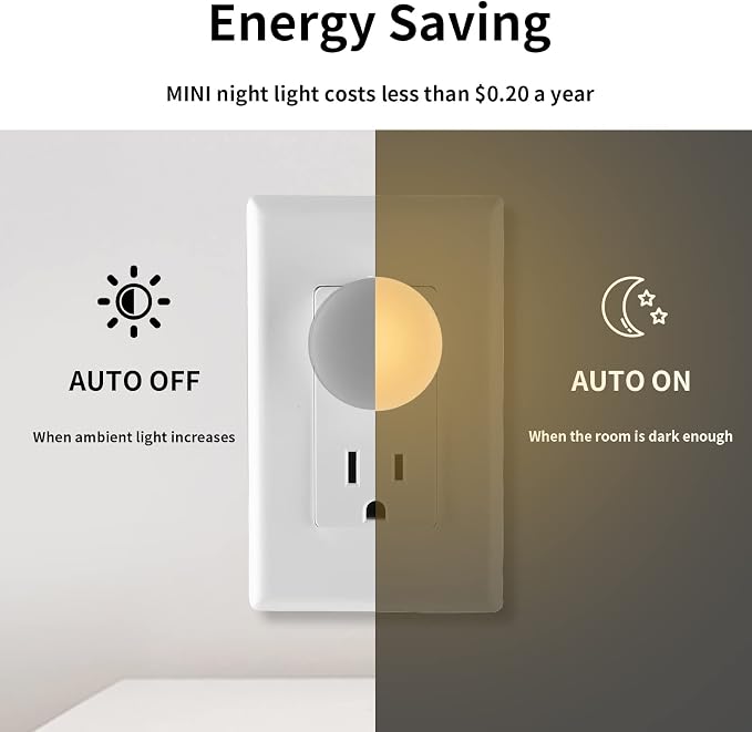 Night Light Plug in, Dimmable LED Mini Nightlights for Kids, Auto Dusk to Dawn Sensor, Automatic On and Off Night Lamp for Hallway,Bedroom, Stairway, 3 Brightness, Energy Efficient, 3CCT, 4Pack