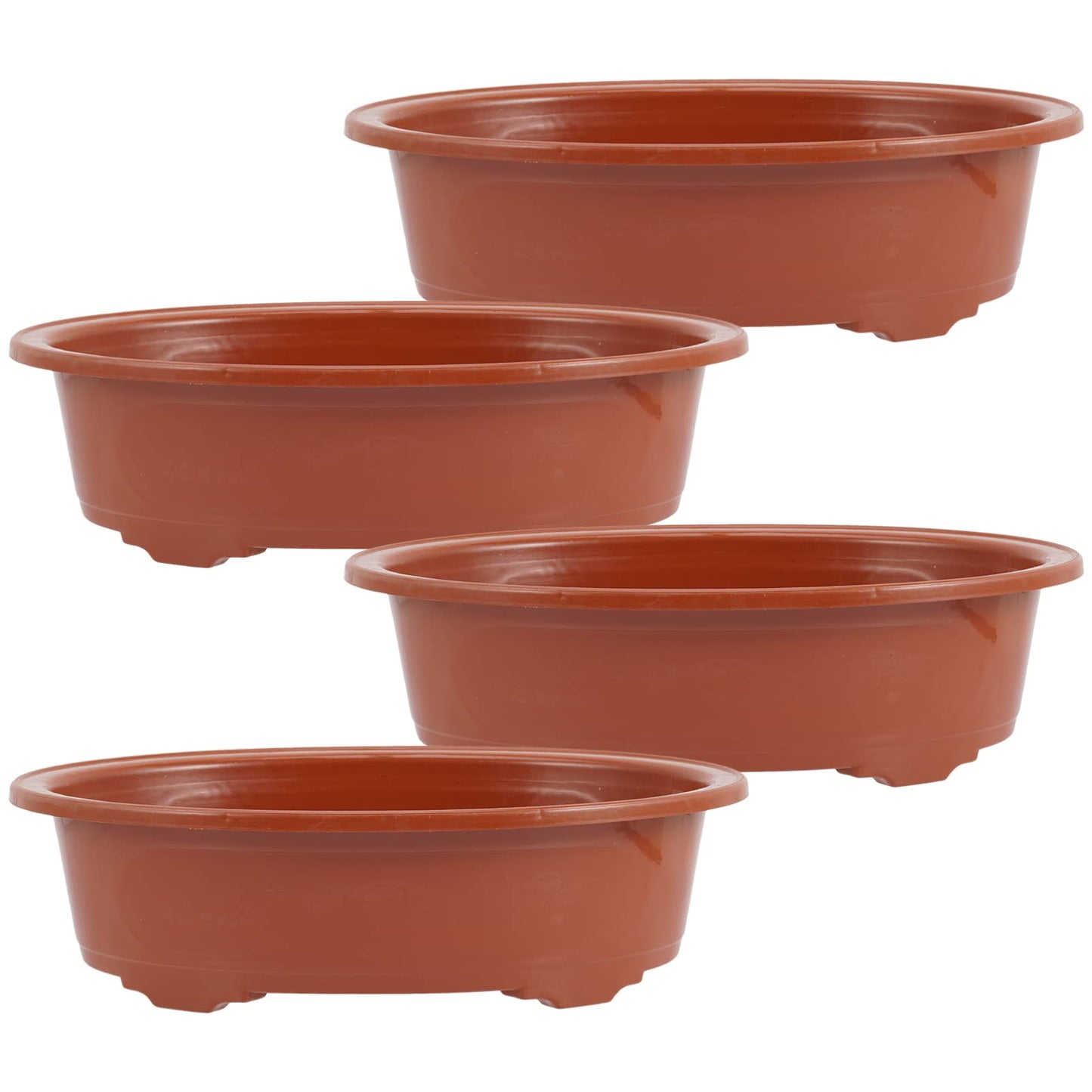 GANAZONO Planters Bonsai Training Pot Plastic Plants Growing Planter 4pcs Oval Oval Bonsai Pot Flowerpot Bowl Plants Growing Pots Brown Plant Pots