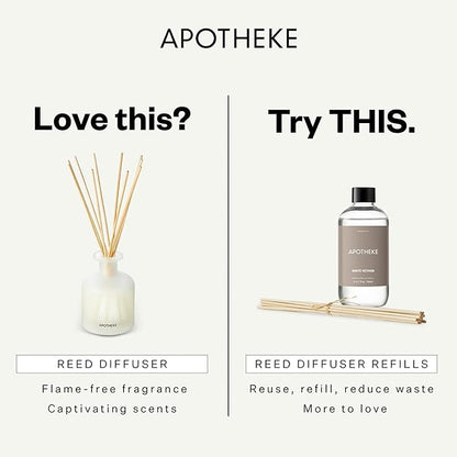 Apotheke Luxury Scented Reed Diffuser for Home, Earl Grey Bitters - 6.7 Fl Oz Essential Oil Aromatherapy - 10 Rattan Scent Sticks Room Diffuser - Long-Lasting Fragrance for Bedroom, Home, Bathroom