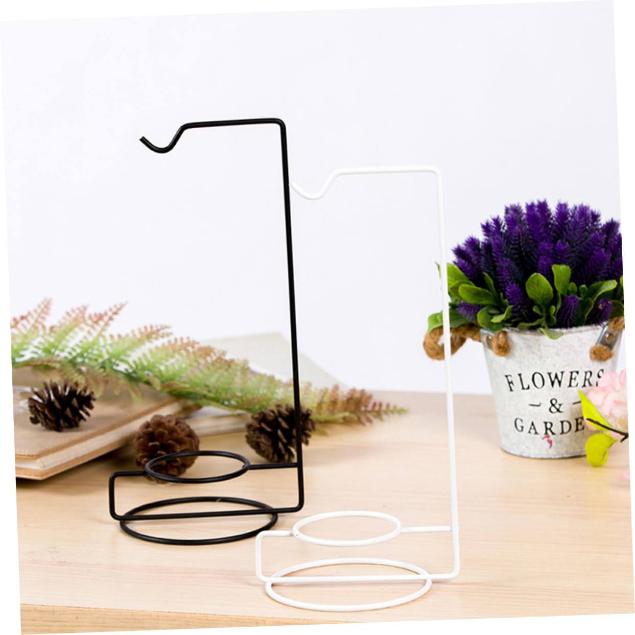 HAKIDZEL 5pcs Micro-Landscape Hydroponics Display Stand Glass Iron Plant Hanger Indoor Terrarium Decor