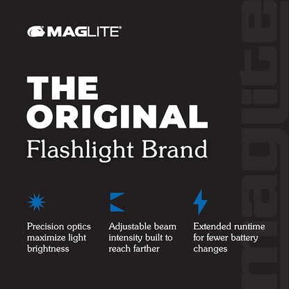 Maglite ML300L LED 6-Cell D Flashlight, Adjustable Focus, Long Battery Life, Water-Resistant, Tactical and Emergency Use – Black