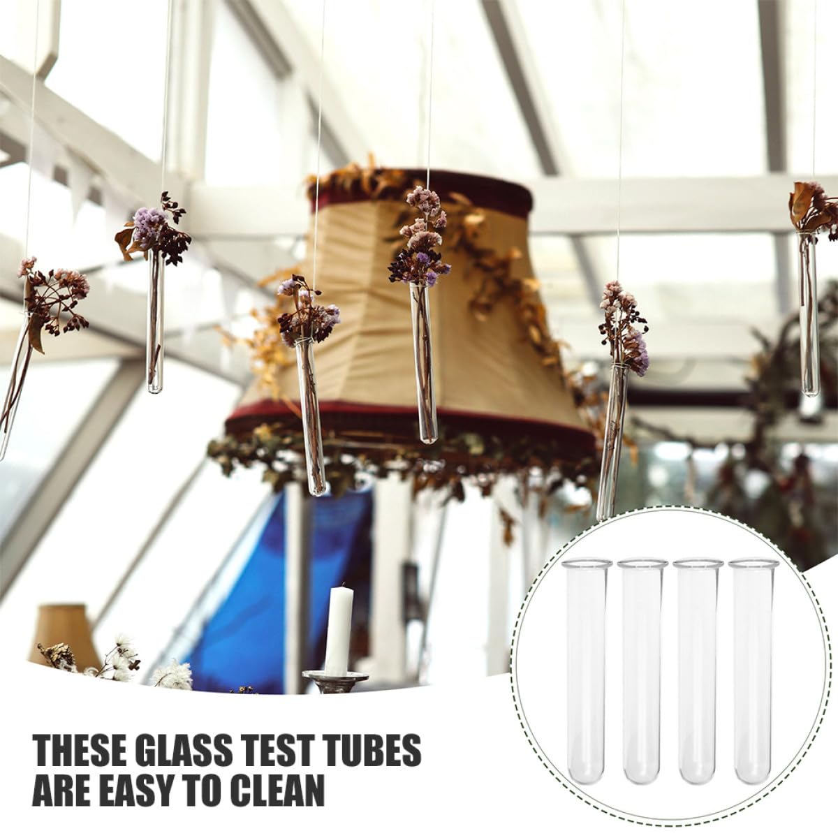 MAGICLULU 4pcs Hydroponic Plant Propagation Tubes Vases Glass Test Tube Containers 2.5x3x18cm Terrarium Accessories for Home Garden Décor