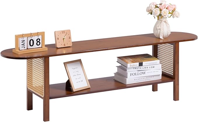 HollyHOME Bamboo TV Stand with Storage