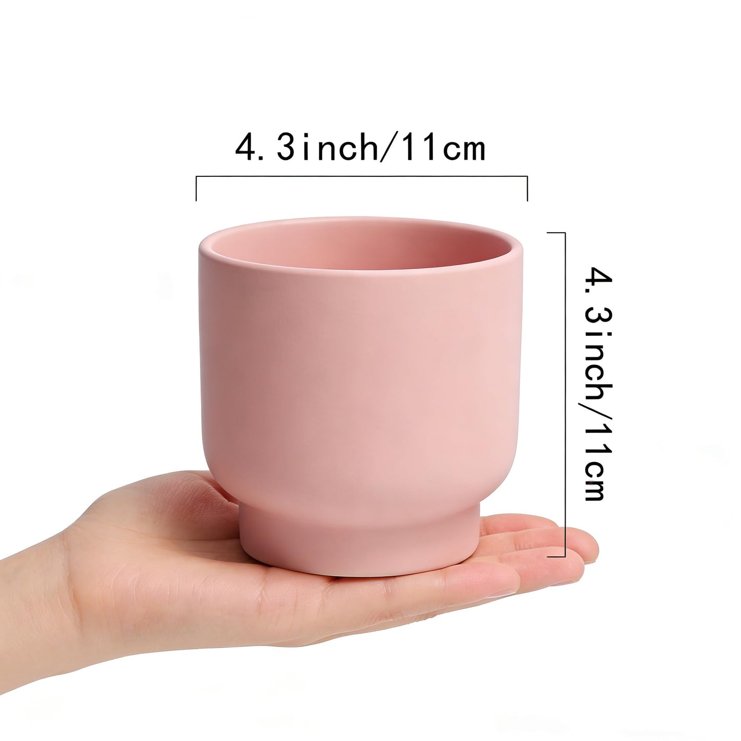 LB Pink Ceramic Plant Pots for Indoor Plants, Succulent Planters Ceramic Plant Pot, Cute Flower Pots for Living Room Office Home Decor, Round Flower Pot of 4.3 Inch(Plant Not Included)