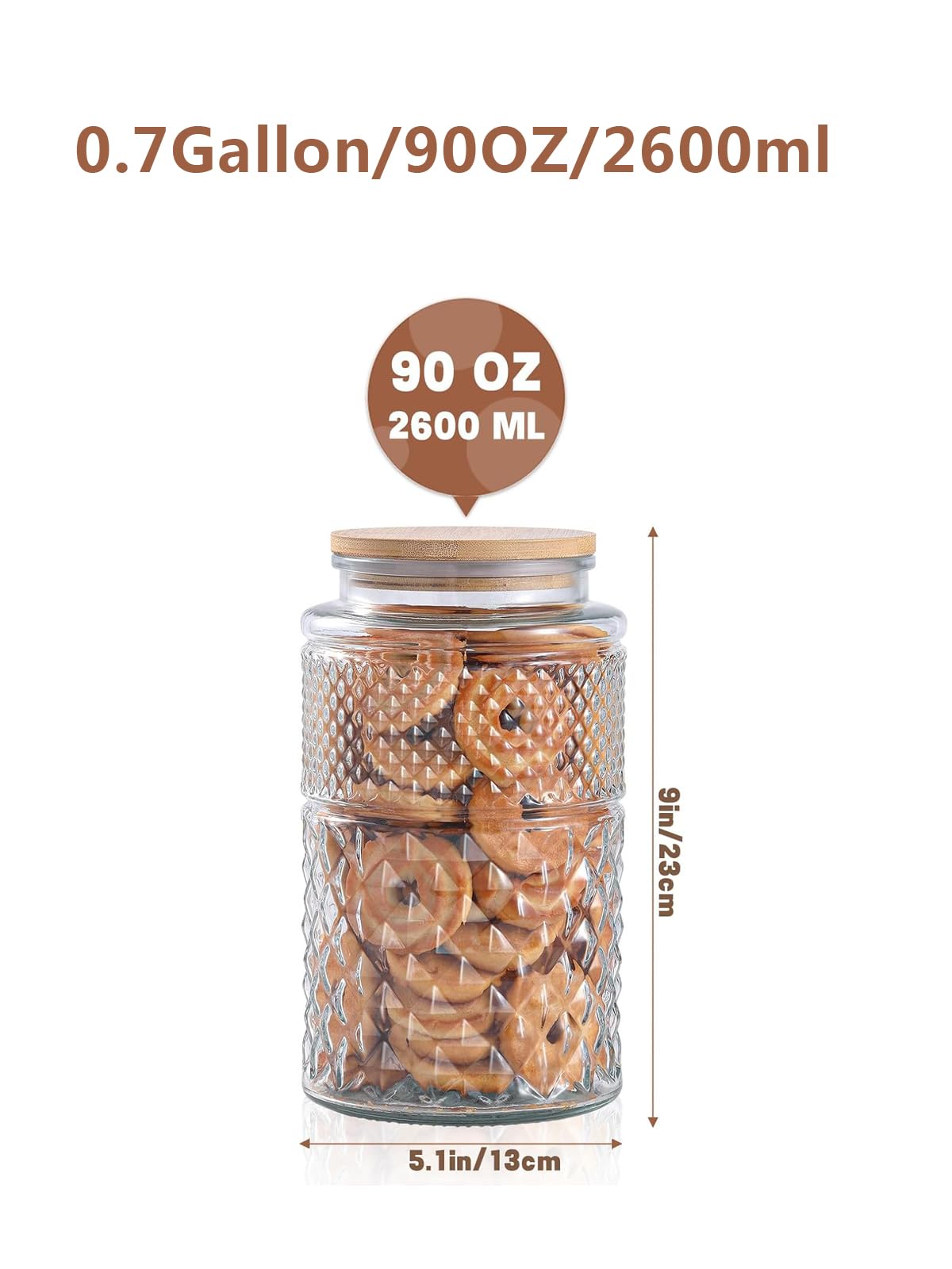 Galazzz 90 OZ | 2600ml Large Glass Jar with Airtight lid | Glass Container | Storage Containers for Cookie Candy